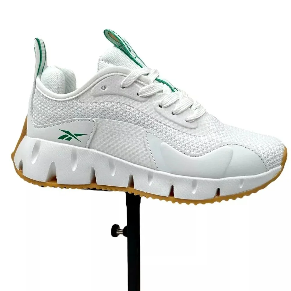 Reebok Zig Dynamica Youth Boy's Sneakers Size 1 White/Brown Toe & Heel Bumpers